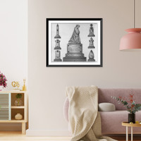 Historic Framed Print, [7 designs of sepulchral monuments],  17-7/8" x 21-7/8"