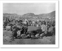 Historic Framed Print, [Large group of Moslem pilgrims camping, many tents and camels; mountains in backgrd., Mecca],  17-7/8" x 21-7/8"