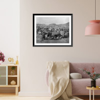 Historic Framed Print, [Large group of Moslem pilgrims camping, many tents and camels; mountains in backgrd., Mecca],  17-7/8" x 21-7/8"