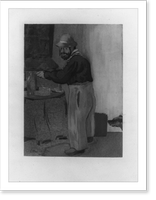 Full lgth. portrait of Toulouse-Lautrec cooking, Vintage Print