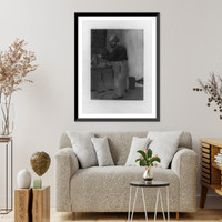 Full lgth. portrait of Toulouse-Lautrec cooking, Vintage Print