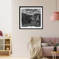 Historic Framed Print, Wichita [Bird's-eye view of Wichita, Kansas, showing covered wagons on broad street],  17-7/8" x 21-7/8"