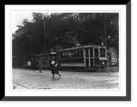 Historic Framed Print, Trolley cars, Vienna, Austria,  17-7/8" x 21-7/8"