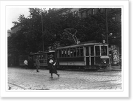 Historic Framed Print, Trolley cars, Vienna, Austria,  17-7/8" x 21-7/8"