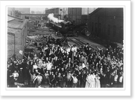 Henry Disston & Sons plant, Philadelphia, Pa.: Crowd outside the plant cheering the news that Germany had surrendered Classic, Historic Print