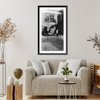 Historic Framed Print, [Tasker M. Bliss in chaise lounge: and 2 women],  17-7/8" x 21-7/8"