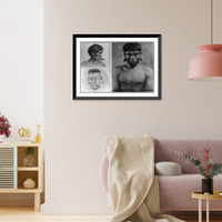 Brazil. 3 Botocudos Indian men with large ear and mouth rings, Vintage Poster