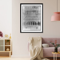 Historic Framed Print, [Diagram for Constuction of steps to entrance of U.S. Capitol],  17-7/8" x 21-7/8"