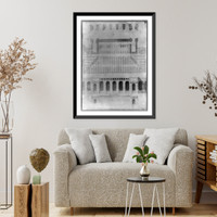 Historic Framed Print, [Diagram for Constuction of steps to entrance of U.S. Capitol],  17-7/8" x 21-7/8"