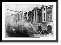 Historic Framed Print, [Column being raised into setting during construction of U.S. Post Office],  17-7/8" x 21-7/8"