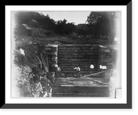Men working in deep pit with stone wall, Antique Wall Art