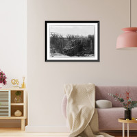 Historic Framed Print, [Bridge under construction],  17-7/8" x 21-7/8"