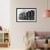 Historic Framed Print, [Suspended column being set into position, U.S. Post Office],  17-7/8" x 21-7/8"