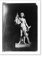 Sculpture of boy with birds slung over his shoulder and dog, Historic Reproduction