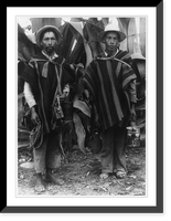 2 men of the high Andes between Cuenca and Loja, Ecuador posed, holding cans and shoes, Antique Poster