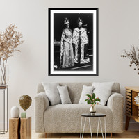 Historic Framed Print, George V and Queen Mary in coronation robes,  17-7/8" x 21-7/8"