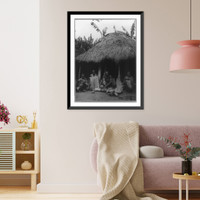 Natives making bark cloth near Kampala, Uganda, Antique Wall Art