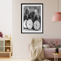 Historic Framed Print, Four masai warriors in full war dress, Kenya,  17-7/8" x 21-7/8"