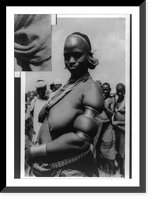 Vintage Americana Print - Bare-breasted native woman with circular