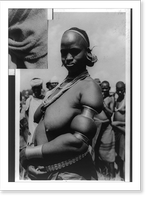 Vintage Americana Print - Bare-breasted native woman with circular