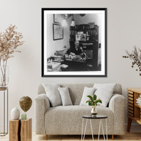 Dr. Brooks, Croton, N.Y.: seated at desk in his office smoking pipe, Antique Poster