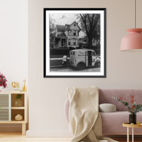 Milkman walking toward home of Dr. Brooks, Croton, N.Y, Vintage Print