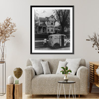 Milkman walking toward home of Dr. Brooks, Croton, N.Y, Vintage Print
