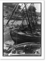 Sailboats and natives at shore, Egypt?, Historic Print
