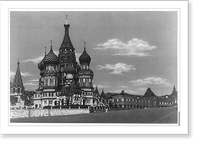 Historic Framed Print, [The Kremlin, facing Red Square in Moscow with St. Basil's Church in the foregrd.],  17-7/8" x 21-7/8"