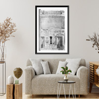 Historic Framed Print, Details of dome, floor plates and balustrade on top of peristyle,  17-7/8" x 21-7/8"