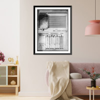 Historic Framed Print, Coil for U.S. General Post Office, side view and front view,  17-7/8" x 21-7/8"