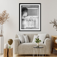 Historic Framed Print, Coil for U.S. General Post Office, side view and front view,  17-7/8" x 21-7/8"