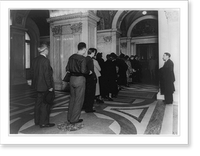 Line waiting admittance to the Main Reading Room on a Sunday in January 1938, Library of Congress, Historic Reproduction