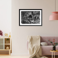Historic Framed Print, On the bank of the Viga Canal, Mexico,  17-7/8" x 21-7/8"