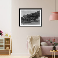 Historic Framed Print, Trail party leaving hotel El Tovar, Grand Canyon, Ariz.,  17-7/8" x 21-7/8"
