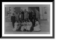 Groups of people during the Mexican revolution: Group with Gen. Carranza in center posed on steps, Vintage Print