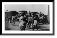 Historic Framed Print, [Railroad trains transporting Insurrectos during the Mexican Revolution: With 2 automobiles on car],  17-7/8" x 21-7/8"