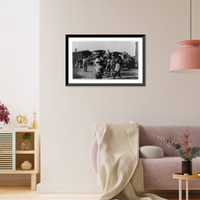 Historic Framed Print, [Railroad trains transporting Insurrectos during the Mexican Revolution: With 2 automobiles on car],  17-7/8" x 21-7/8"