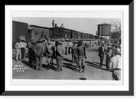 Historic Framed Print, [Railroad trains transporting Insurrectos during the Mexican Revolution: Side view with many soldiers standing alongside],  17-7/8" x 21-7/8"
