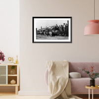 Railroad trains transporting Insurrectos during the Mexican Revolution: Soldiers standing on 2 flat cars, Antique Print