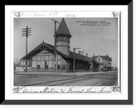 Historic Framed Print, Union Station and Forrest House, Forrest, Illinois,  17-7/8" x 21-7/8"