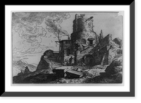 Historic Framed Print, [Castle in ruins],  17-7/8" x 21-7/8"