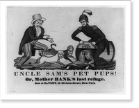 Uncle Sam's pet pups! Or, Mother Bank's last refuge, Vintage Poster
