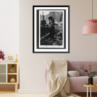 Historic Framed Print, [Boulder City, Nevada. Workman with water-bag, during construction of Boulder Dam],  17-7/8" x 21-7/8"