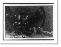 Construction of Boulder Dam, Boulder City, Nevada. Placing concrete lining in 56-foot diameter diversion tunnel bores, Vintage Print