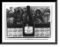 1876 calendar for El Principe de Gales Key West Segars and G.H. Mumm & Co.'s Champagne, showing boy holding box of cigars and girl holding grapes and champagne glass Classic, Vintage Print