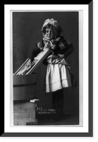 Historic Framed Print, [Girl wearing eyeglasses, bonnet and apron, with washboard and tub],  17-7/8" x 21-7/8"