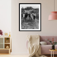 Historic Framed Print, [Boy with whip and pair of cattle on yoke],  17-7/8" x 21-7/8"