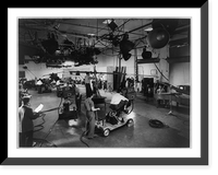 Television studio 8-G, officially opened by the National Broadcasting Co. at Rockefeller Center, New York City, on April 22, 1948. It is shown set up for four separate and consecutive broadcasts He