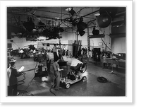 Television studio 8-G, officially opened by the National Broadcasting Co. at Rockefeller Center, New York City, on April 22, 1948. It is shown set up for four separate and consecutive broadcasts He